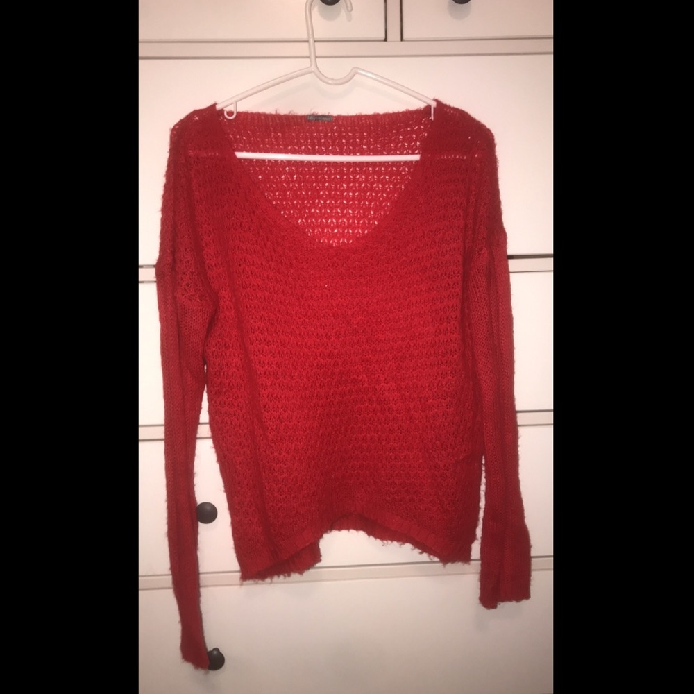 Red fuzzy sweater